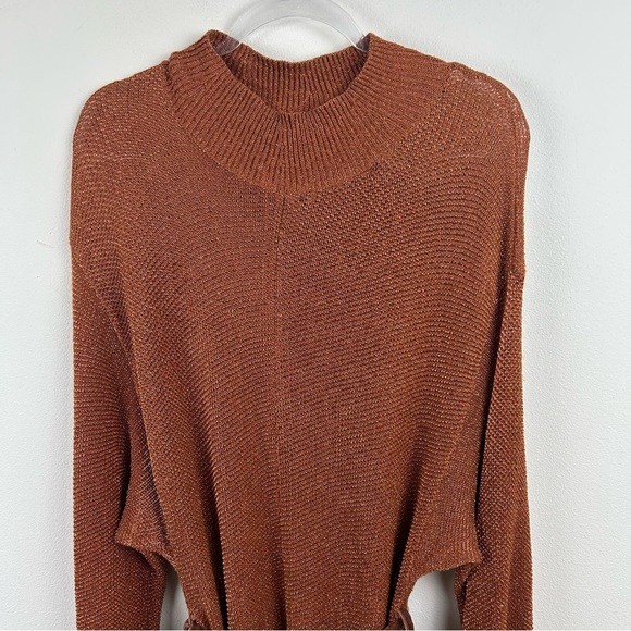 Free People Fete Knit Metallic rare sweater dress with velvet belt size: S - Picture 3 of 15